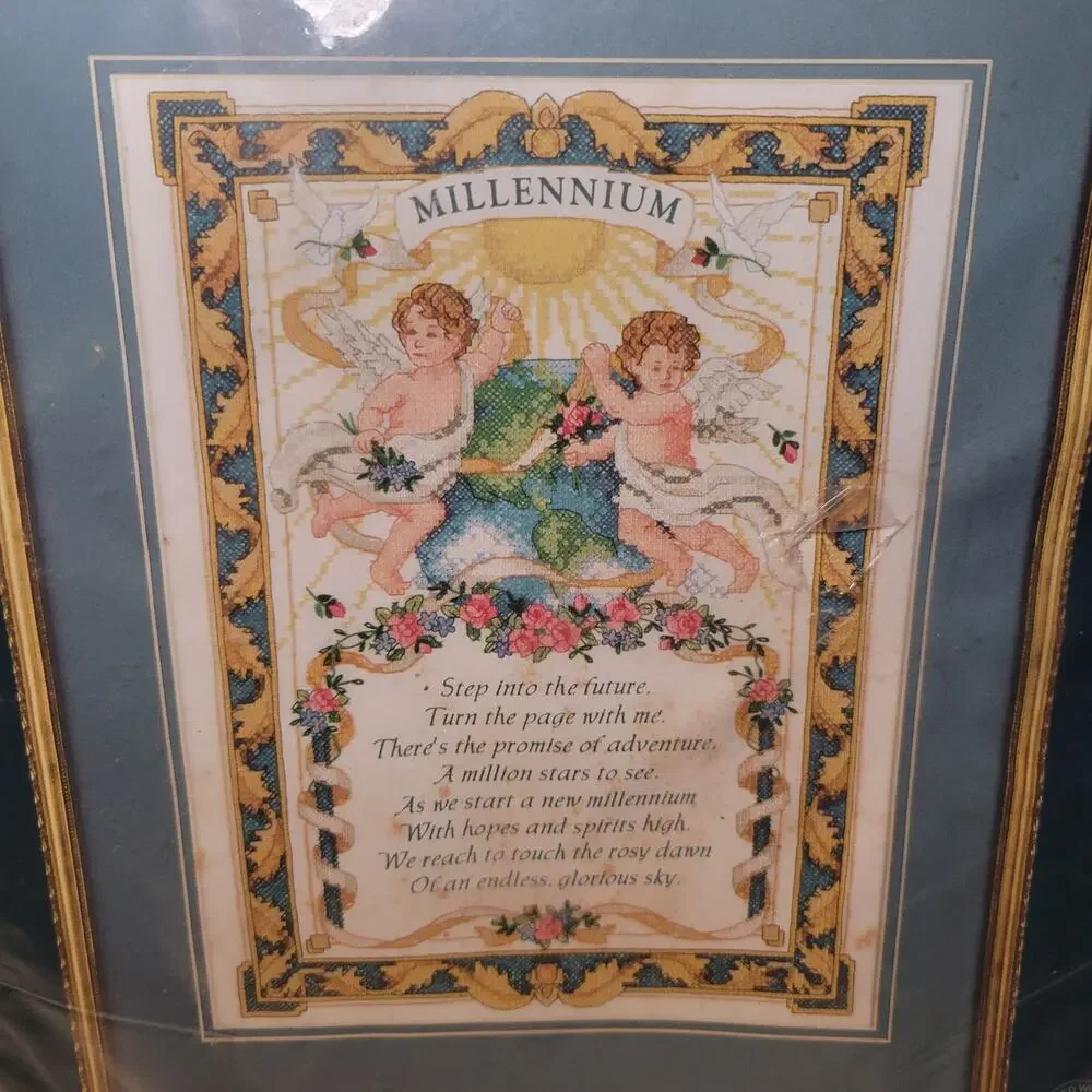 1998 Dimensions Sunset Millennium Message Stamped Angels Cross Stitch Kit 13101
